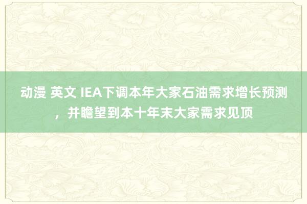 动漫 英文 IEA下调本年大家石油需求增长预测，并瞻望到本十年末大家需求见顶